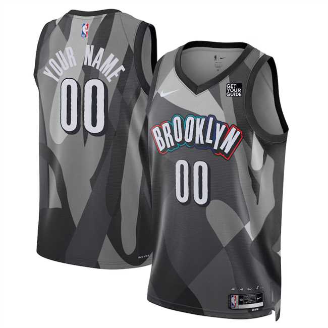 Men%27s Brooklyn Nets Active Player Custom Gray 2024-25 City Edition Stitched Basketball Jersey->customized nba jersey->Custom Jersey